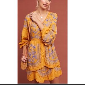 Anthro Meadow Rue Embroidered Dress